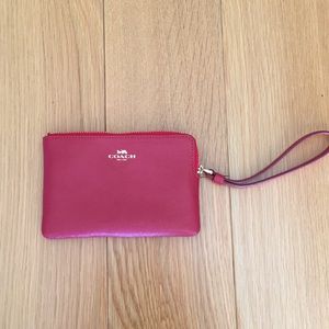 COACH- Red leather wristlet- BRAND NEW- never used